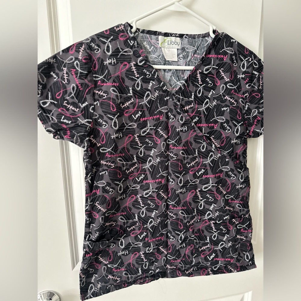 Breast Cancer Awareness scrub top only - S